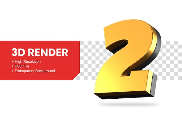 Rendering 3d numero 2 isolato