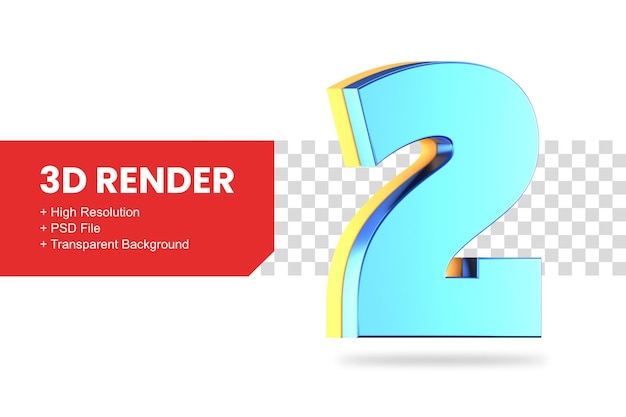 Rendering 3d numero 2 isolato