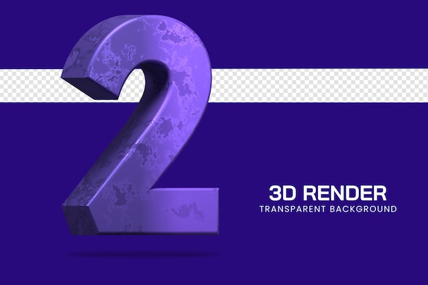 Rendering 3d numero 2 isolato