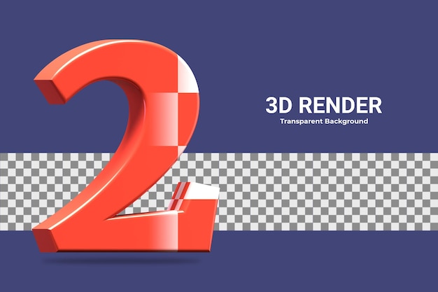 Rendering 3d numero 2 isolato