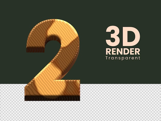 rendering 3d numero 2 isolato