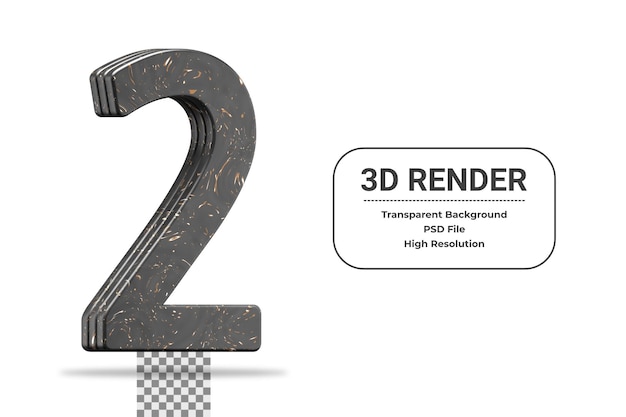Rendering 3d numero 2 isolato