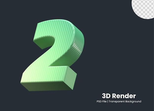 rendering 3d numero 2 isolato