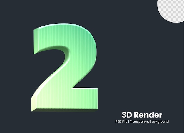 rendering 3d numero 2 isolato