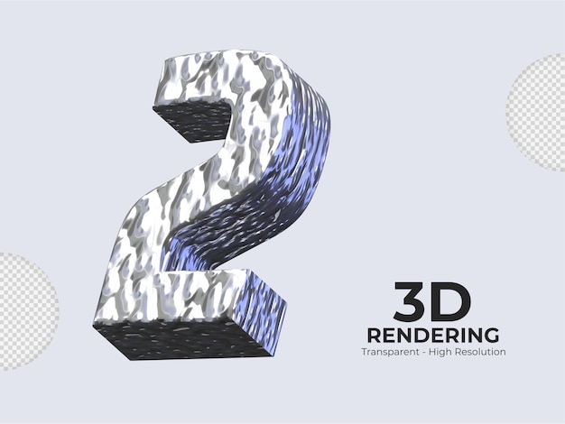 rendering 3d numero 2 isolato