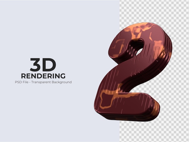 rendering 3d numero 2 isolato