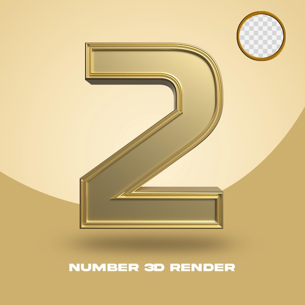 Rendering 3D numero 2 oro