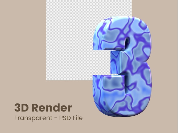rendering 3D numero 3 isolato