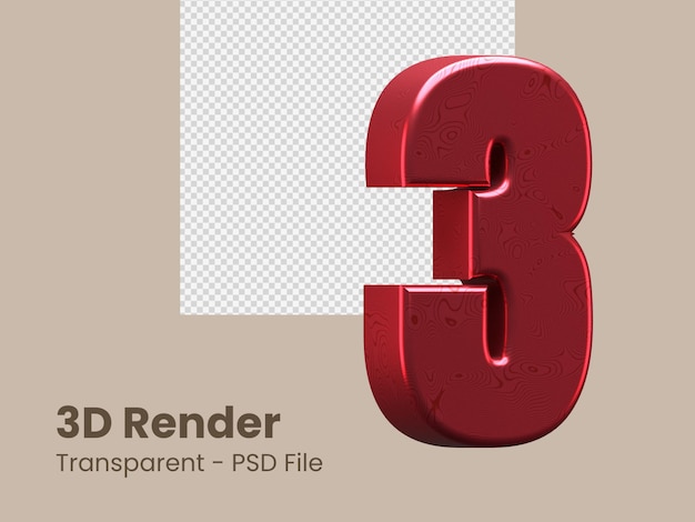 rendering 3D numero 3 isolato