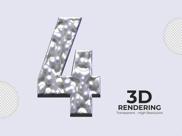 rendering 3D numero 4 isolato