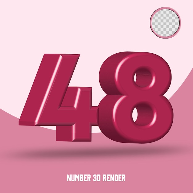 Rendering 3D numero 48 colore rosso marrone