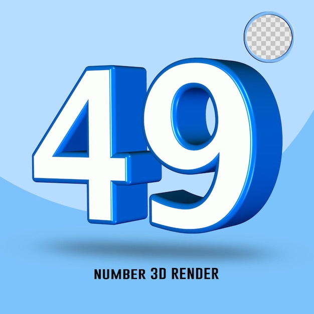 rendering 3d numero 49 colore bianco blu