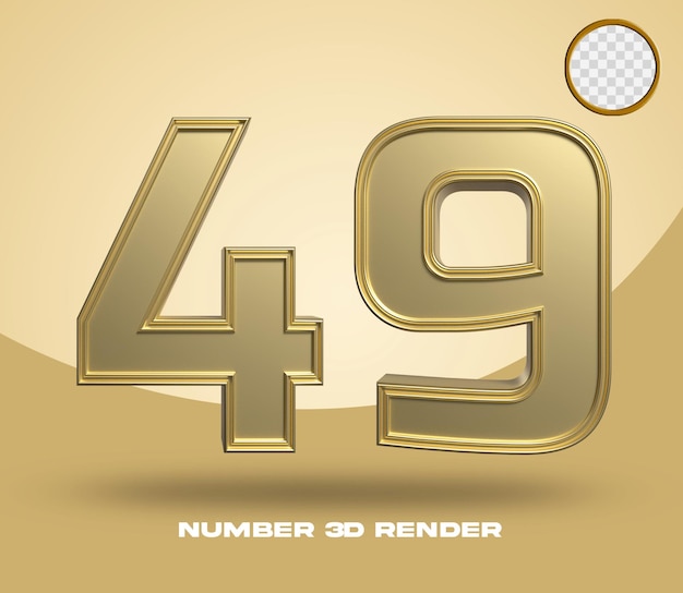 Rendering 3D numero 49 oro