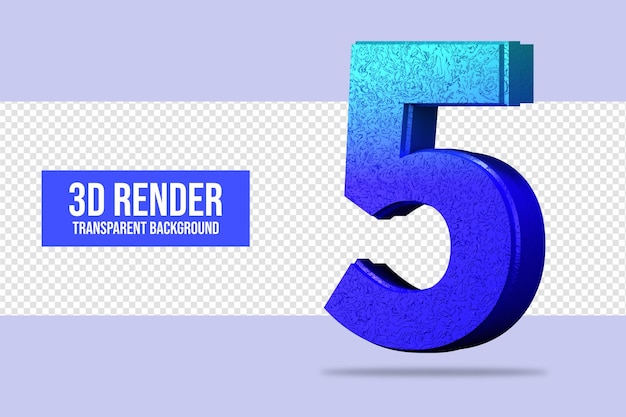rendering 3D numero 5 isolato