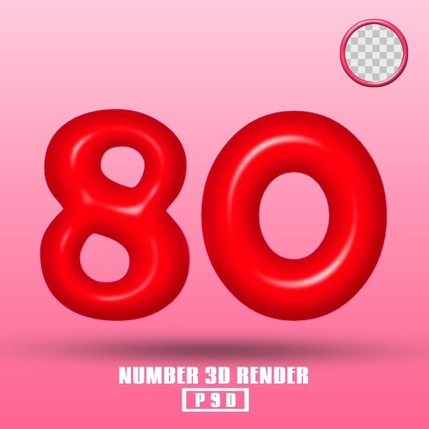 Rendering 3D numero 50 colore rosso