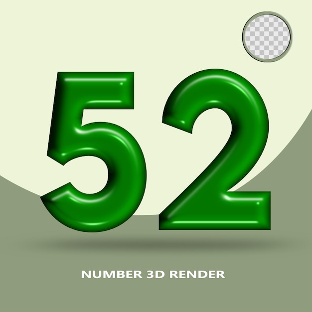 Rendering 3D numero 52 colore bottiglia verde