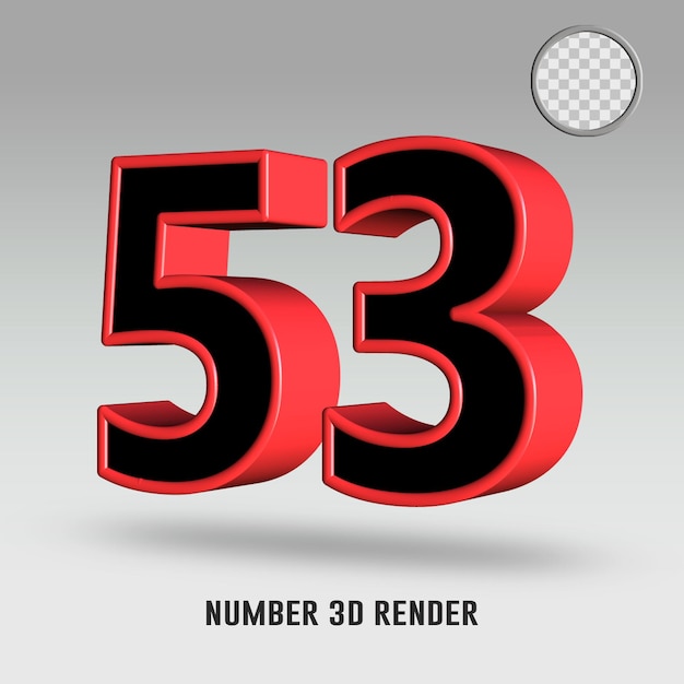 Rendering 3D numero 53 colore rosso nero
