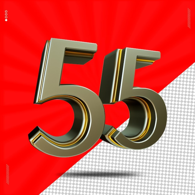 rendering 3d numero 55 carattere in acciaio