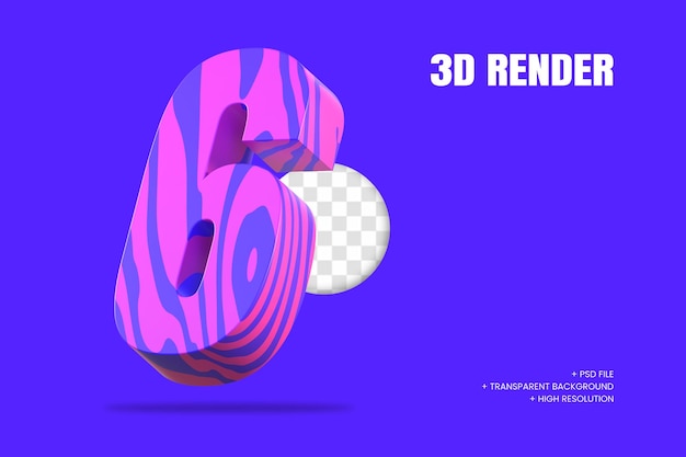 rendering 3d numero 6 isolato