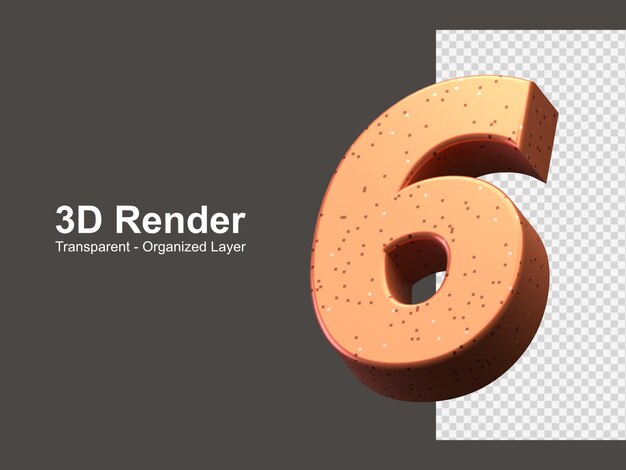rendering 3d numero 6 isolato