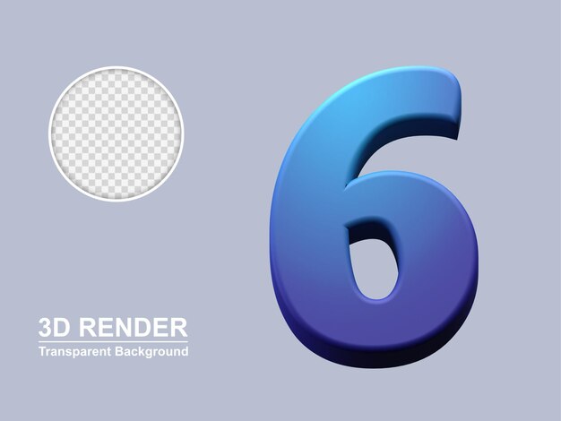 rendering 3d numero 6 isolato