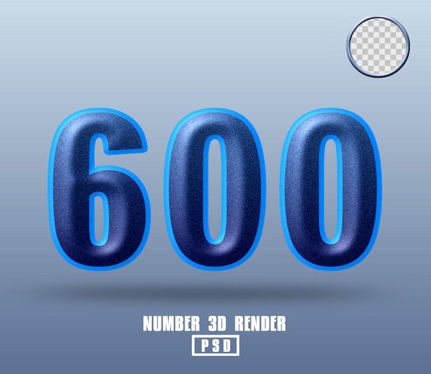 Rendering 3D numero 600 rumore sfumato blu