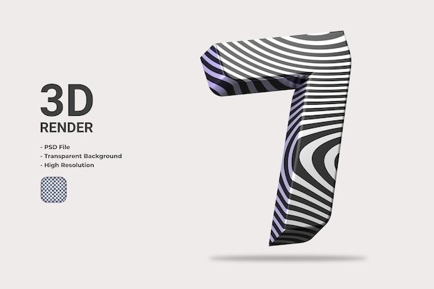 rendering 3d numero 7 isolato