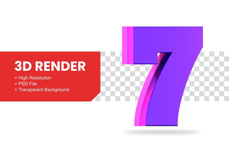 rendering 3d numero 7 isolato