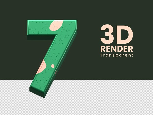 rendering 3d numero 7 isolato