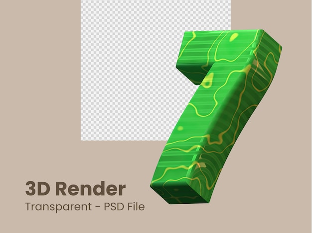 rendering 3d numero 7 isolato