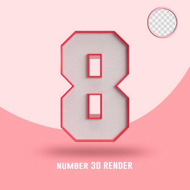 Rendering 3D numero 8 linea rossa e trama