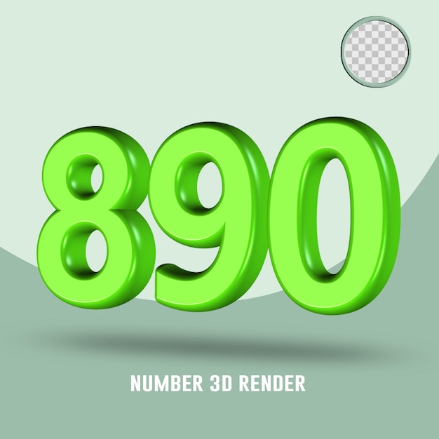 Rendering 3D numero 890 colore verde chiaro