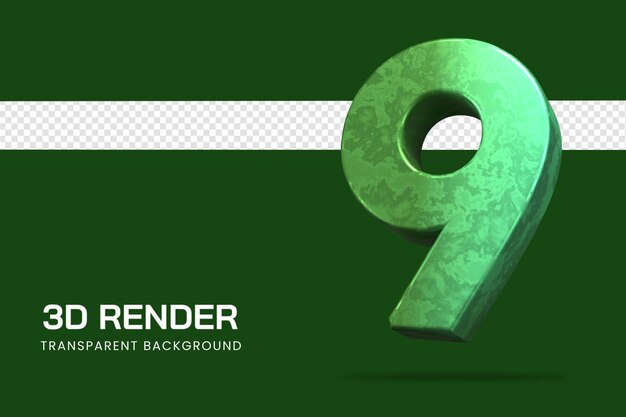 rendering 3D numero 9 isolato