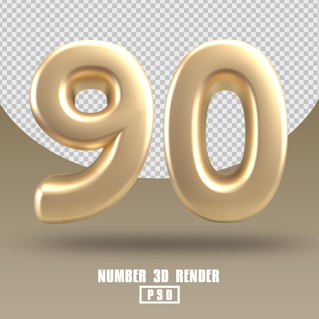 Rendering 3D numero 90 stile oro