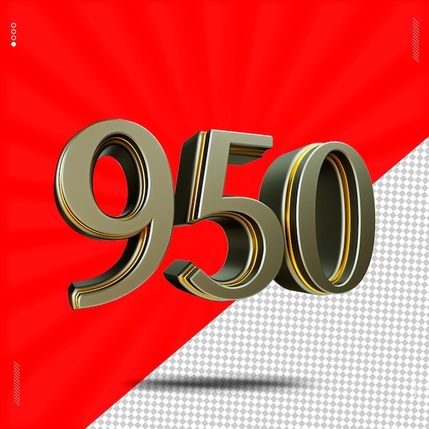 rendering 3d numero 950 carattere in acciaio