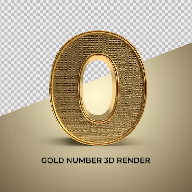 Rendering 3D numero d'oro 0 PNG