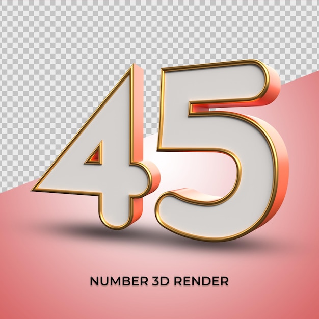 Rendering 3D numero di progettazione 45 colore arancione per finanza, negozio