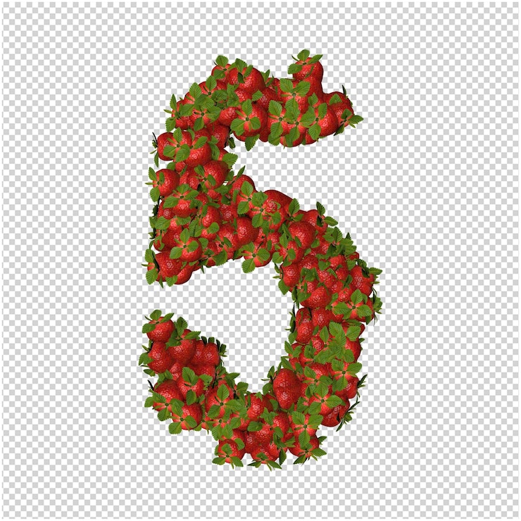 PSD rendering 3d numero fragola