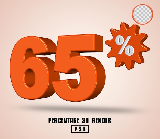 Rendering 3D numero percentuale colore arancione