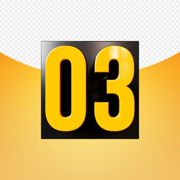 Rendering 3D numero premium psd