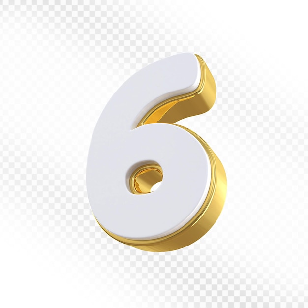 Rendering 3D en or du numéro 6