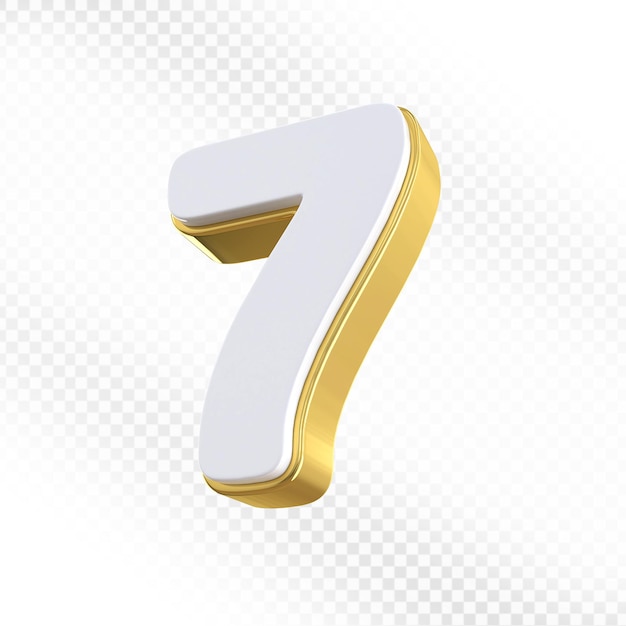 Rendering 3D en or du numéro 7