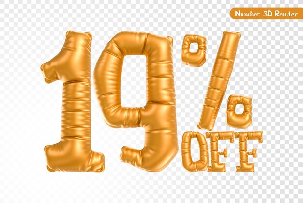 Rendering en 3D en or des numéros