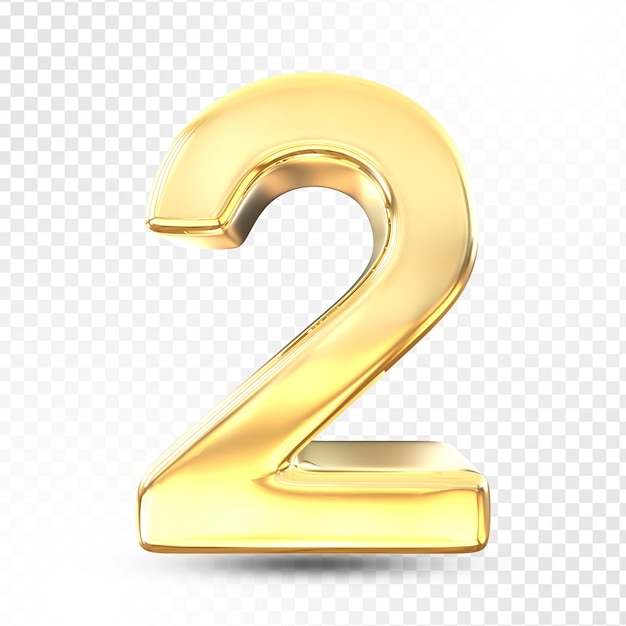 Rendering 3d oro 2 isolato su sfondo trasparente