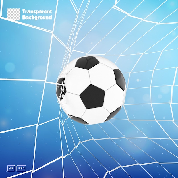 Rendering 3D Pallone Da Calcio Che Entra Nella Vista Frontale Dell'obiettivo Netto