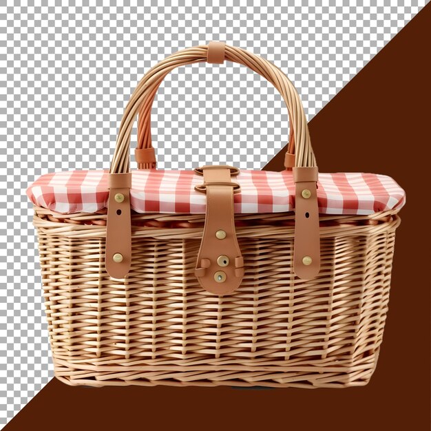 PSD rendering 3d d'un panier de pique-nique ou d'une boîte sur un fond transparent