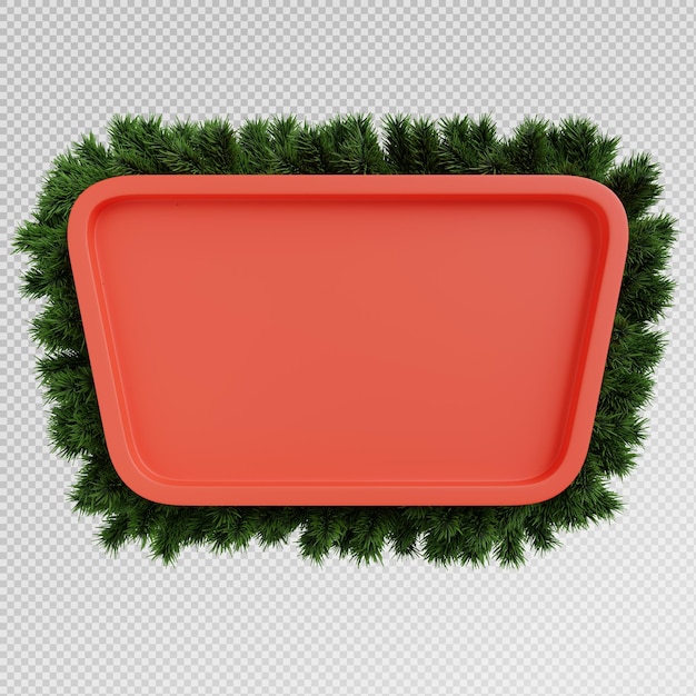 Rendering 3D d'un panneau d'affichage avec des branches de Noël décorées à l'arrière