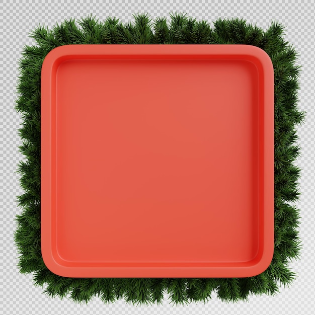 Rendering 3D d'un panneau d'affichage avec des branches de Noël décorées à l'arrière