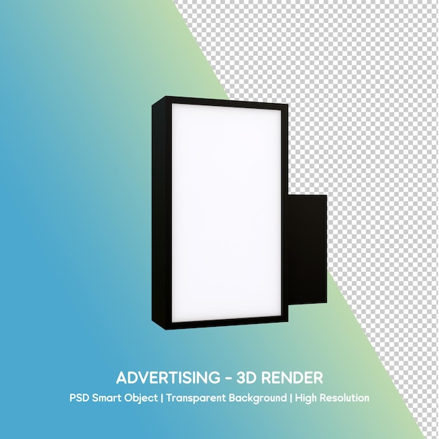 Rendering 3D d'un panneau publicitaire noir