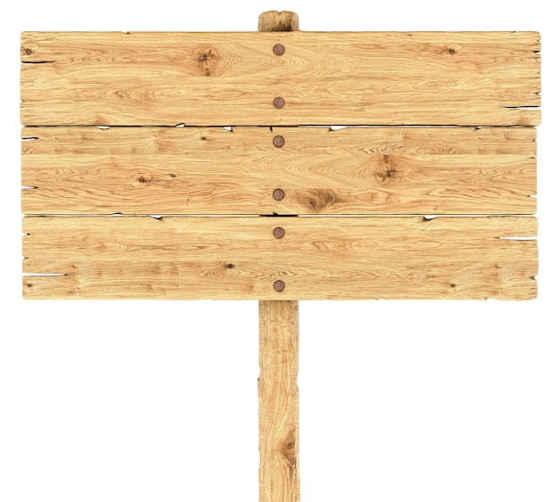 Rendering 3D de panneau de signalisation routière en bois sur fond transparent isolé